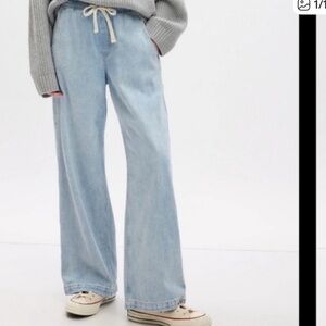 Gap Wide-leg High Rise Elastic Waist Pull On Lightweight Jeans